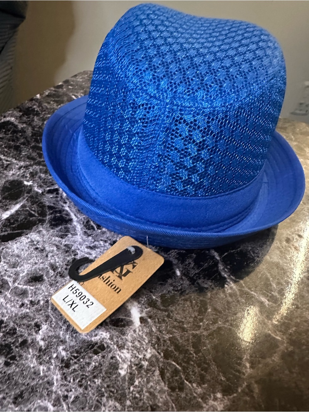 Unisex Blue Straw Fedora Hat by (No Brand) - Breathable Summer Fedora